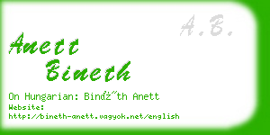 anett bineth business card